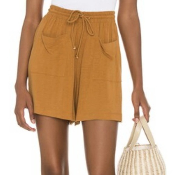 Amuse Society Pants - Amuse Society Kenza Knit Shorts Light Amber Size Medium